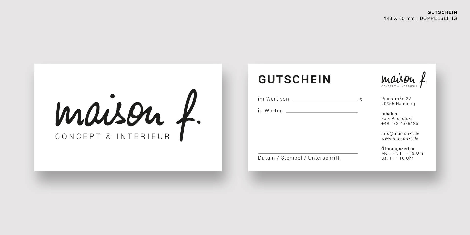 OUTFLUENCER | MAISON - F | Printdesign | Gutschein
