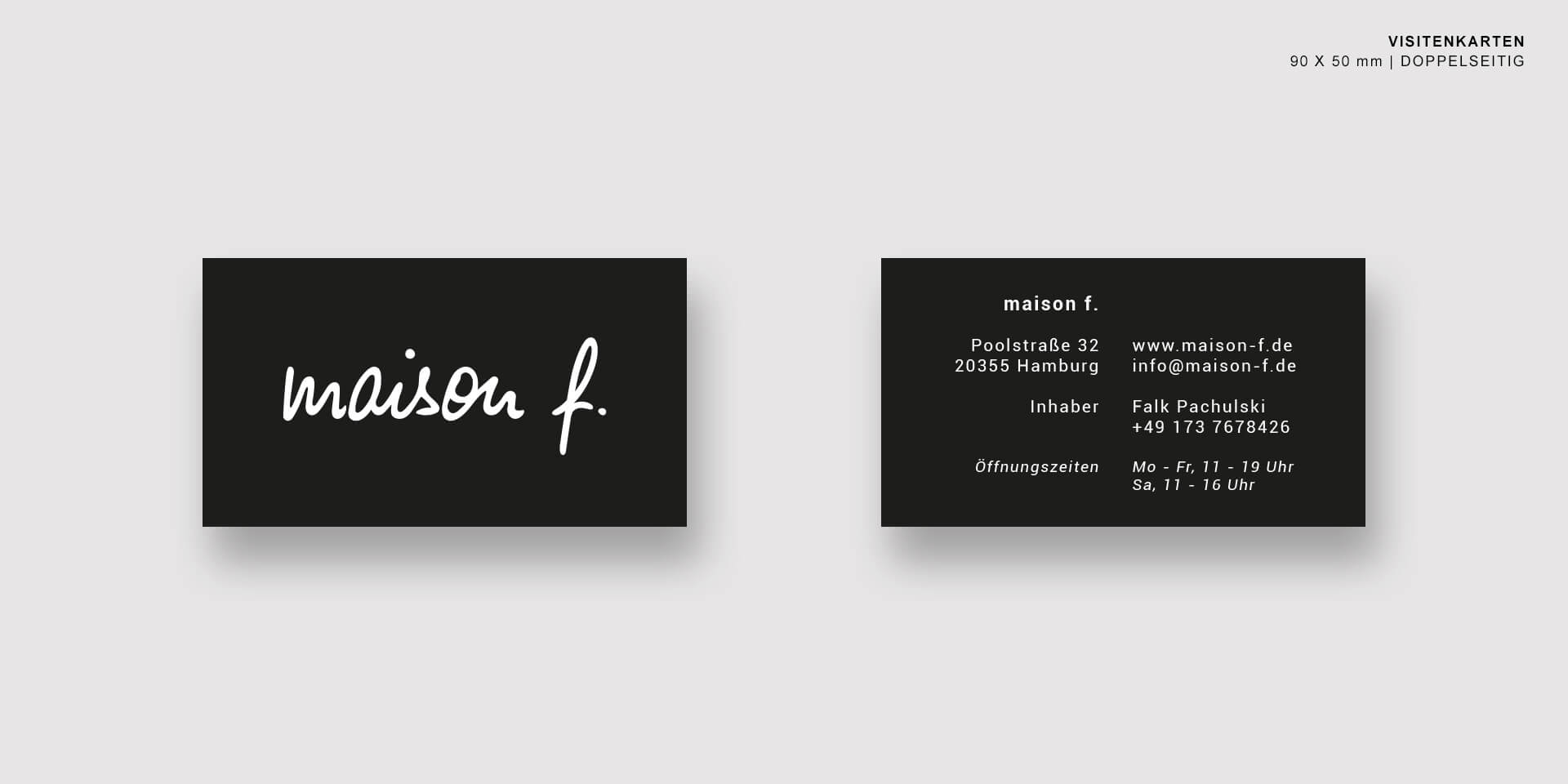 OUTFLUENCER | MAISON - F | Printdesign | Visitenkarte